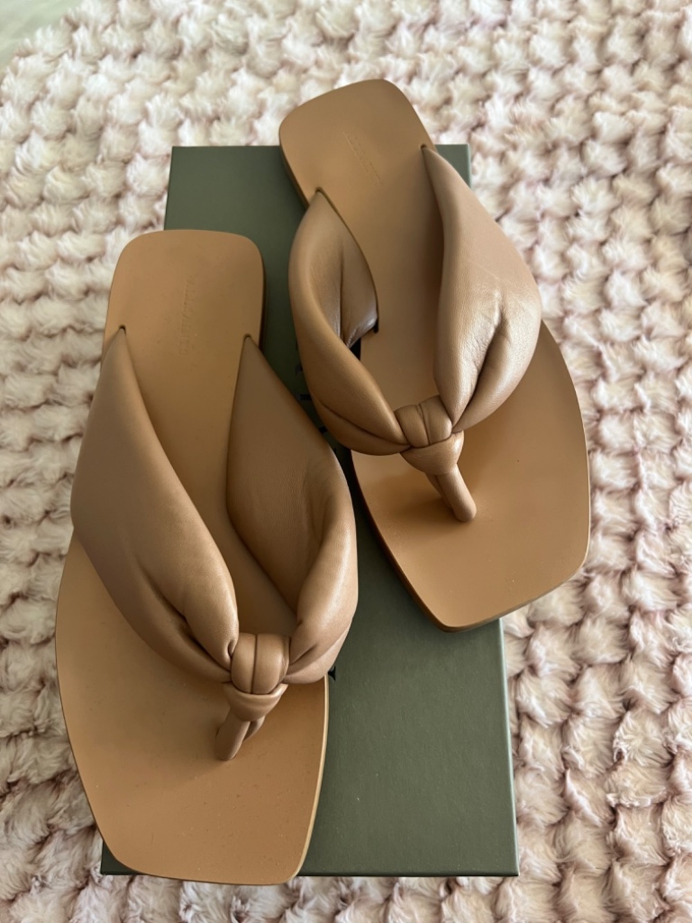 All Saints Taupe Thong Sandals
